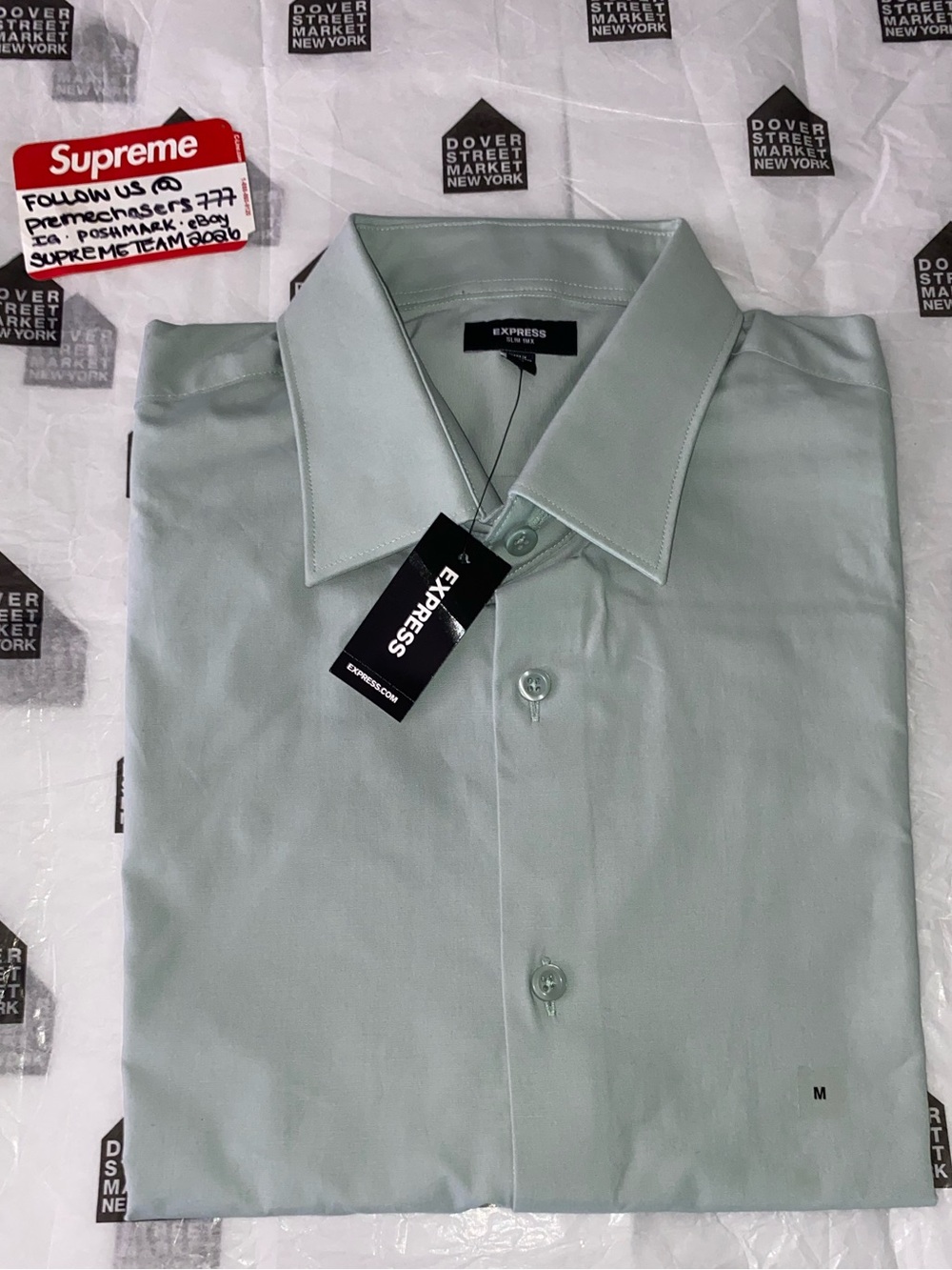 EXPRESS Slim Textured Pattern 1MX Dress Shirt - Pale Green -Medium BRAND NEW!